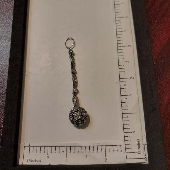 Monet Silver Tone and Rhinestones Dangle Charm Necklace Pendant - Picture 1 of 3